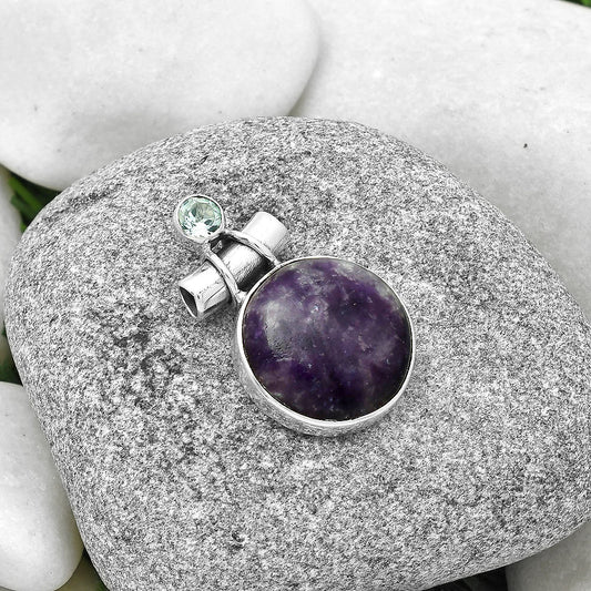 Purple Lepidolite & Sky Blue Topaz Pendant P-1159 SDP127813