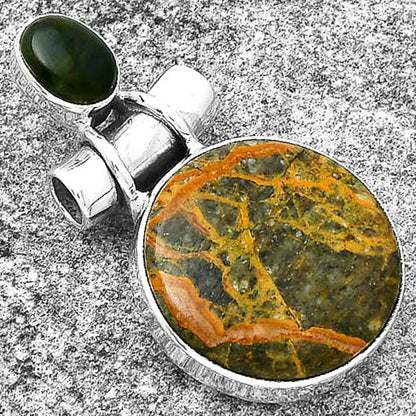 Moroccan Yellow Jacket Jasper & Chrome Chalcedony Pendant P-1159 SDP127824