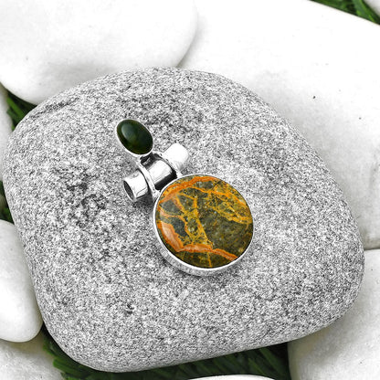 Moroccan Yellow Jacket Jasper & Chrome Chalcedony Pendant P-1159 SDP127824