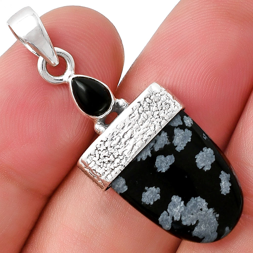 Snow Flake Obsidian & Black Onyx Pendant P-1656 SDP127860