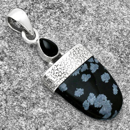 Snow Flake Obsidian & Black Onyx Pendant P-1656 SDP127860