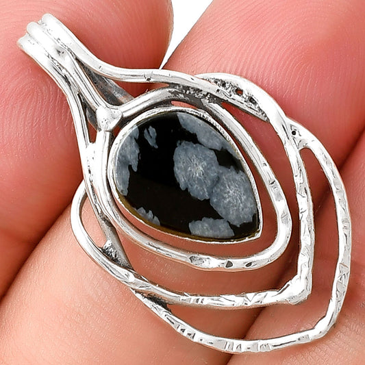 Natural Snow Flake Obsidian Pendant P-1635 SDP127890