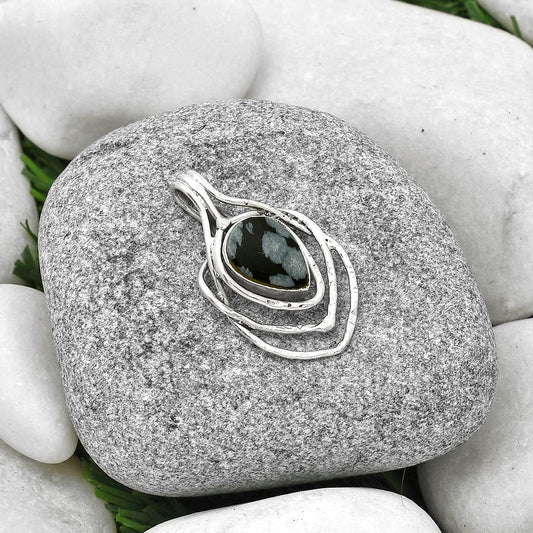 Natural Snow Flake Obsidian Pendant P-1635 SDP127890