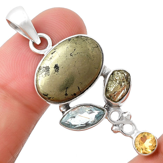 Apache Gold Healer's Gold, Sky Blue Topaz & Citrine Pendant P-1602 SDP127900