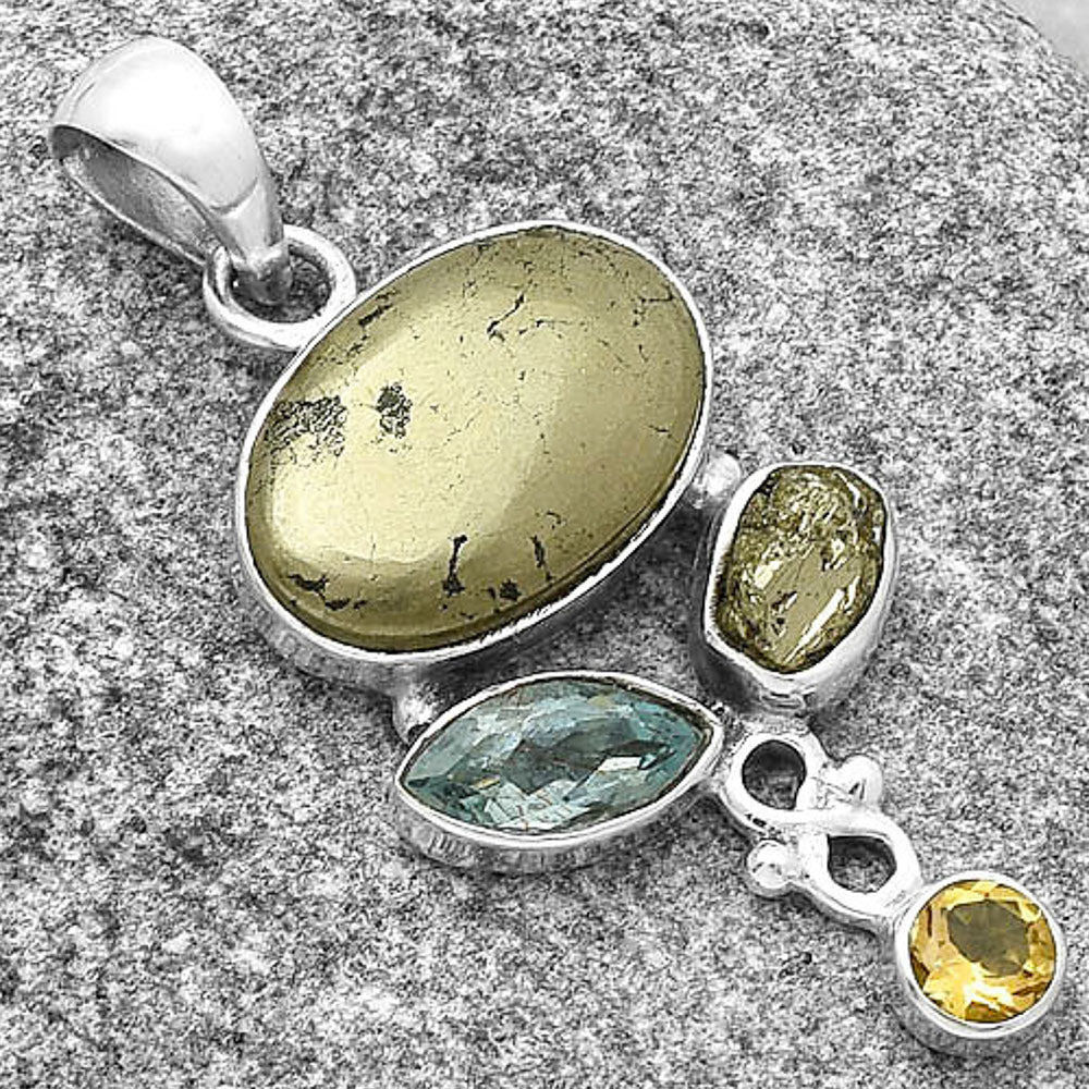 Apache Gold Healer's Gold, Sky Blue Topaz & Citrine Pendant P-1602 SDP127900