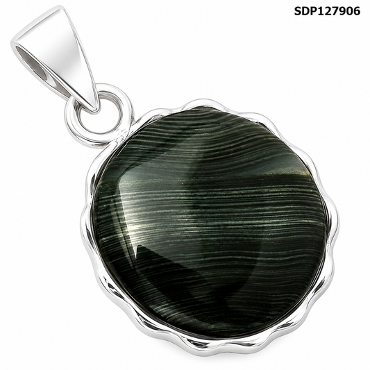 Crown Of Silver Psilomelane - Black Malachite Pendant P-1624 SDP127906