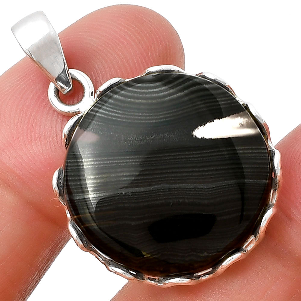 Crown Of Silver Psilomelane - Black Malachite Pendant P-1624 SDP127906