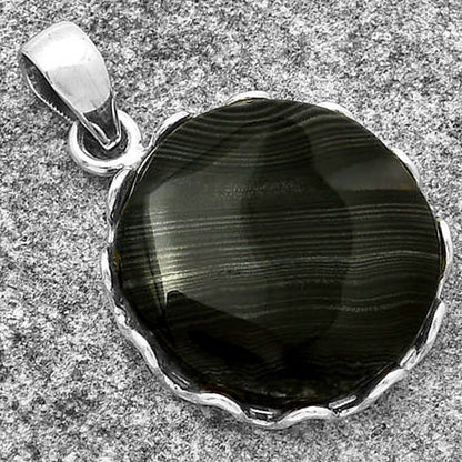 Crown Of Silver Psilomelane - Black Malachite Pendant P-1624 SDP127906