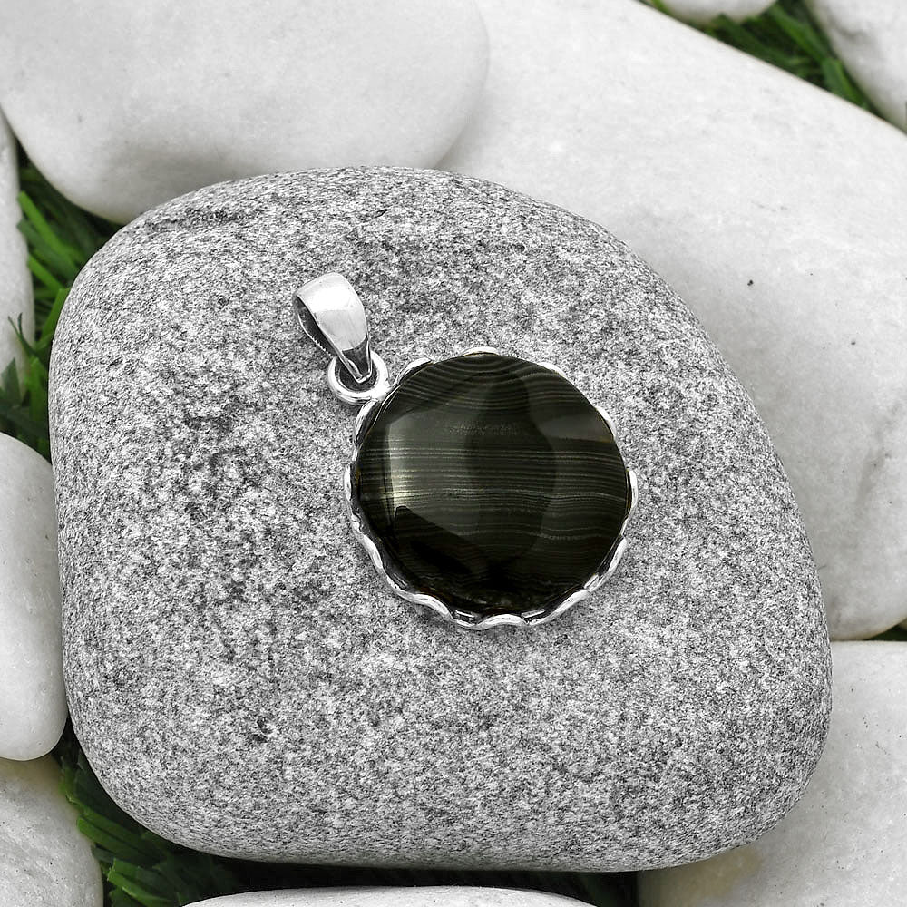 Crown Of Silver Psilomelane - Black Malachite Pendant P-1624 SDP127906