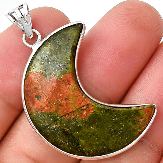 Crescent Moon - Natural Unakite Pendant P-1032 SDP128044