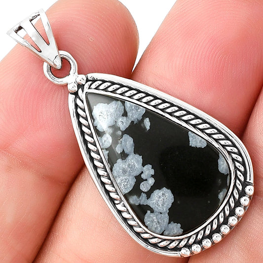 Natural Snow Flake Obsidian Pendant P-1104 SDP128154
