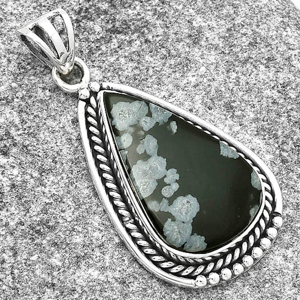 Natural Snow Flake Obsidian Pendant P-1104 SDP128154