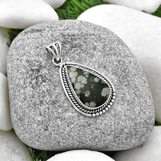 Natural Snow Flake Obsidian Pendant P-1104 SDP128183