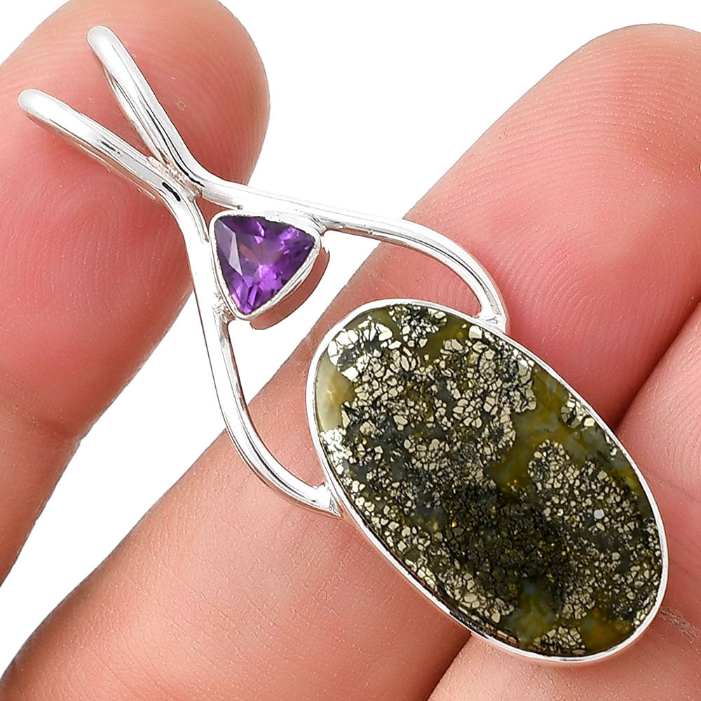 Nipomo Marcasite Agate & Amethyst Pendant P-1038 SDP128200