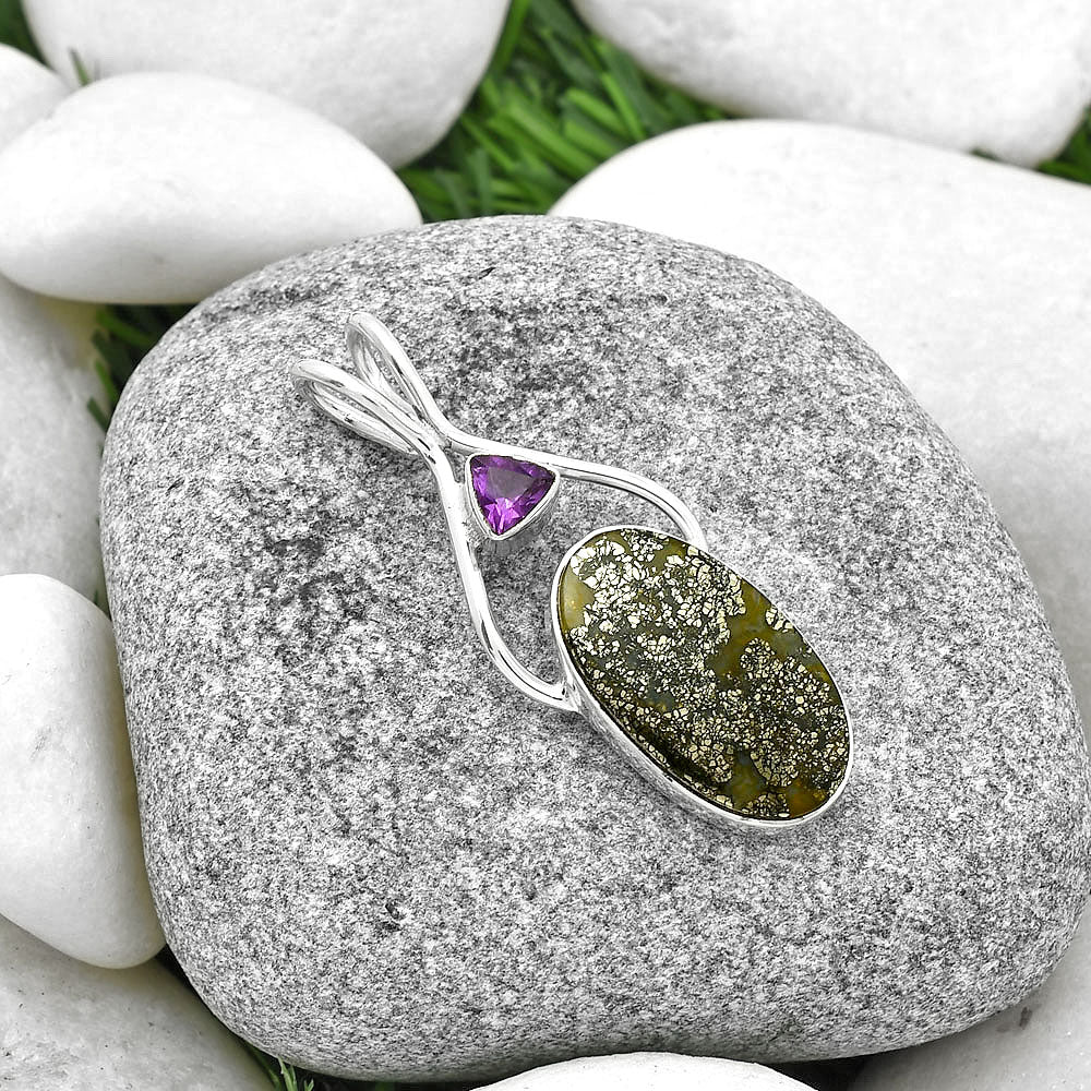 Nipomo Marcasite Agate & Amethyst Pendant P-1038 SDP128200