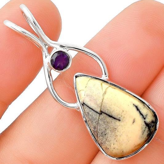 Natural Porcelain Jasper & Amethyst Pendant P-1038 SDP128202