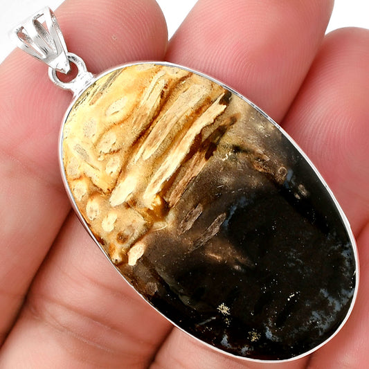 Natural Palm Root Fossil Agate Pendant P-1001 SDP128275