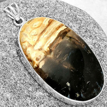 Natural Palm Root Fossil Agate Pendant P-1001 SDP128275