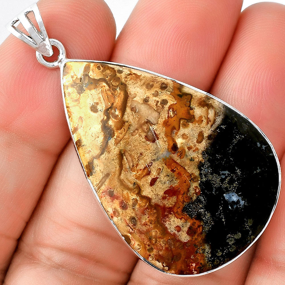 Natural Palm Root Fossil Agate Pendant P-1001 SDP128373