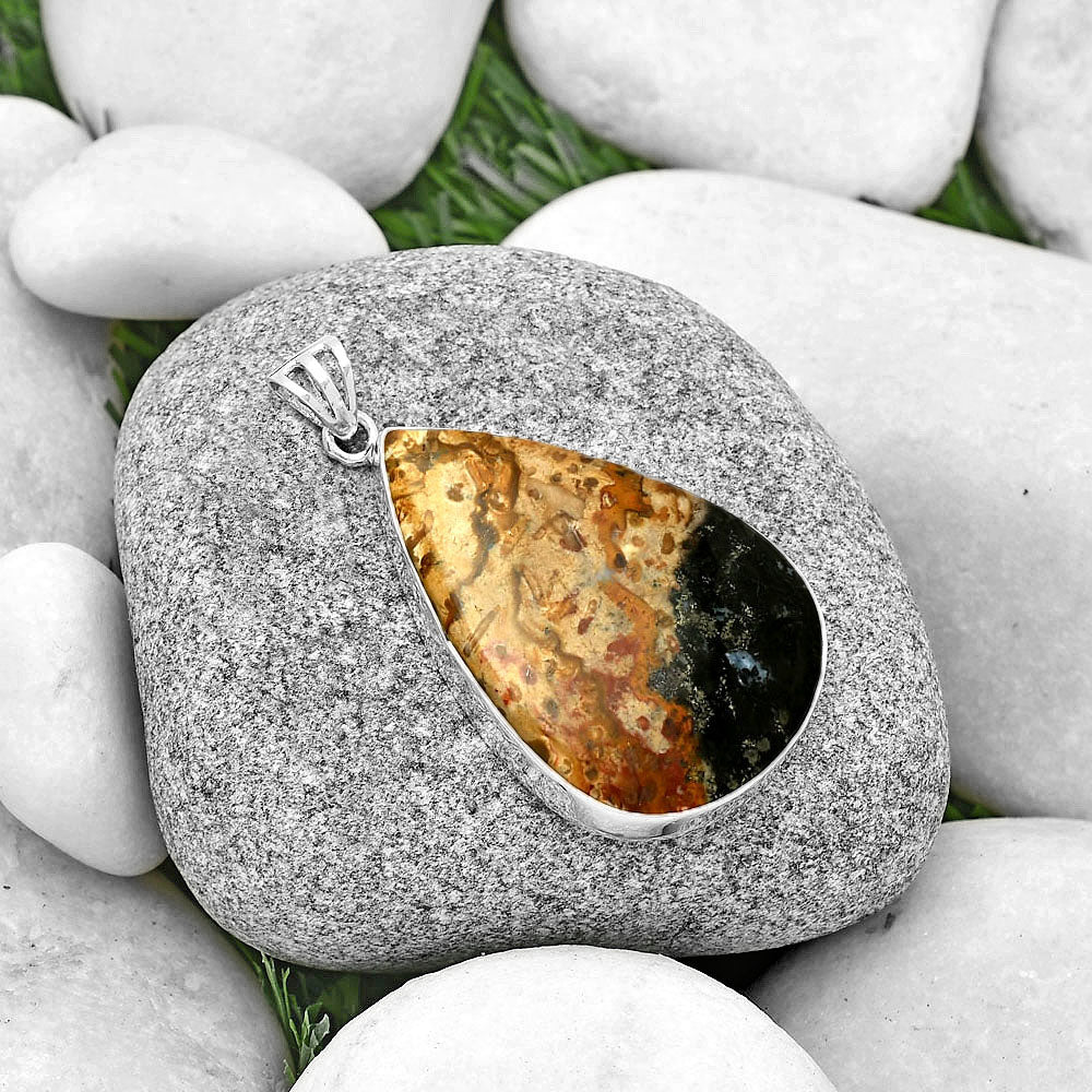 Natural Palm Root Fossil Agate Pendant P-1001 SDP128373