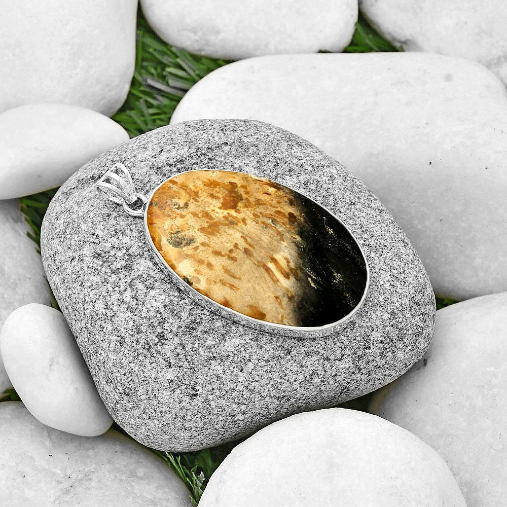 Natural Palm Root Fossil Agate Pendant P-1001 SDP128440
