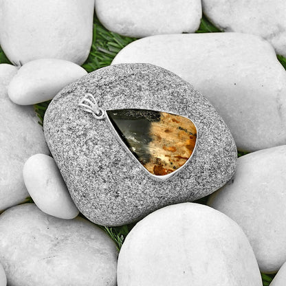 Natural Palm Root Fossil Agate Pendant P-1001 SDP128461