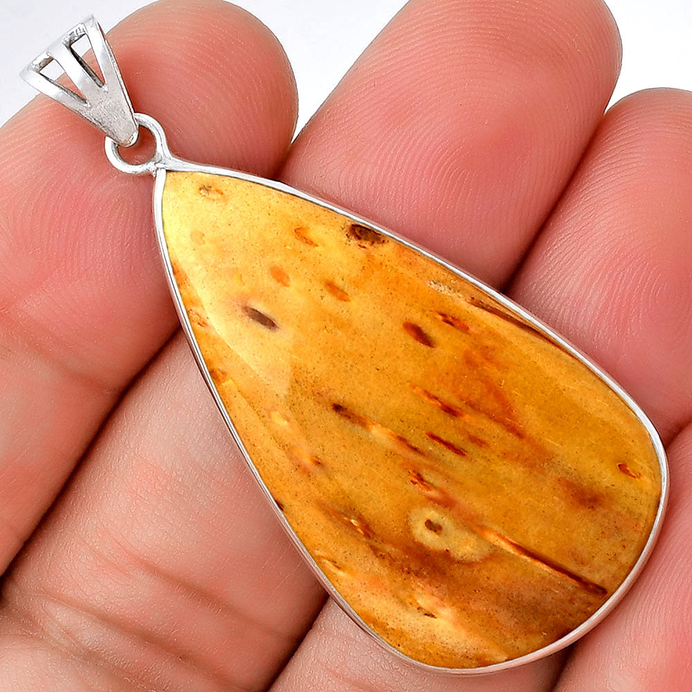 Natural Palm Root Fossil Agate Pendant P-1001 SDP128737