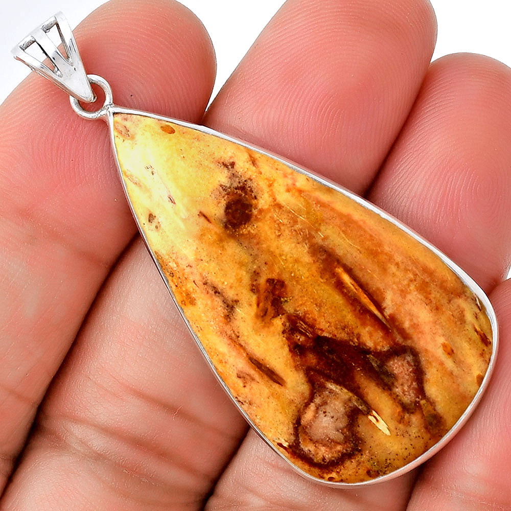Natural Palm Root Fossil Agate Pendant P-1001 SDP128760