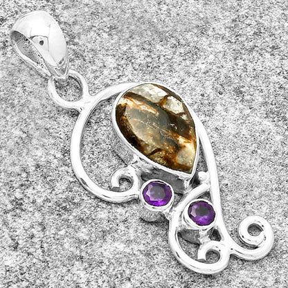 Natural Wild Horse Jasper & Amethyst Pendant P-1039 SDP128908