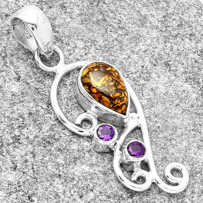 Coquina Fossil Jasper & Amethyst Pendant P-1039 SDP128910