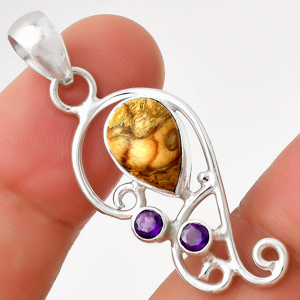 Natural Rock Calcy & Amethyst Pendant P-1039 SDP128939