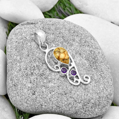 Natural Rock Calcy & Amethyst Pendant P-1039 SDP128939