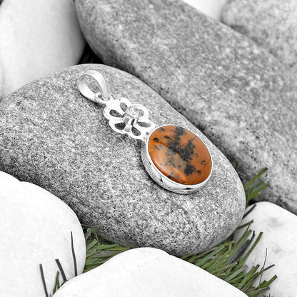 Russian Honey Dendrite Opal & Zircon Pendant P-1634 SDP128947