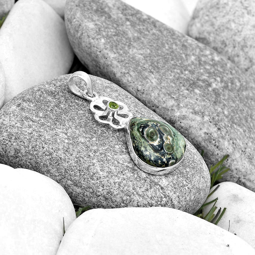 Natural Star Galaxy Jasper & Peridot Pendant P-1634 SDP128950