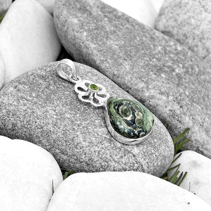 Natural Star Galaxy Jasper & Peridot Pendant P-1634 SDP128950
