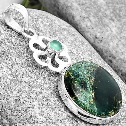 Natural Green Fuchsite & Nephrite Jade Pendant P-1634 SDP128955