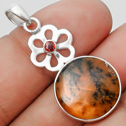 Russian Honey Dendrite Opal & Garnet Pendant P-1634 SDP128964