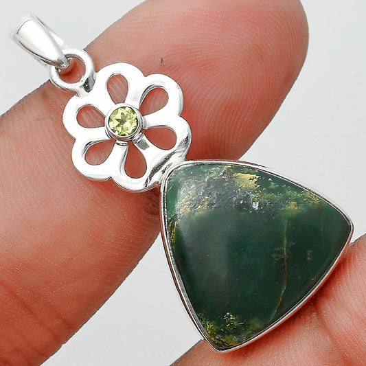 Natural Green Fuchsite & Peridot Pendant P-1634 SDP128969