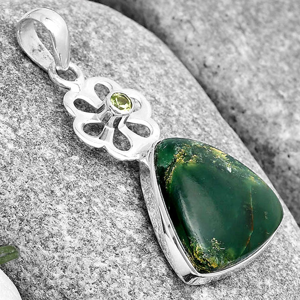 Natural Green Fuchsite & Peridot Pendant P-1634 SDP128969