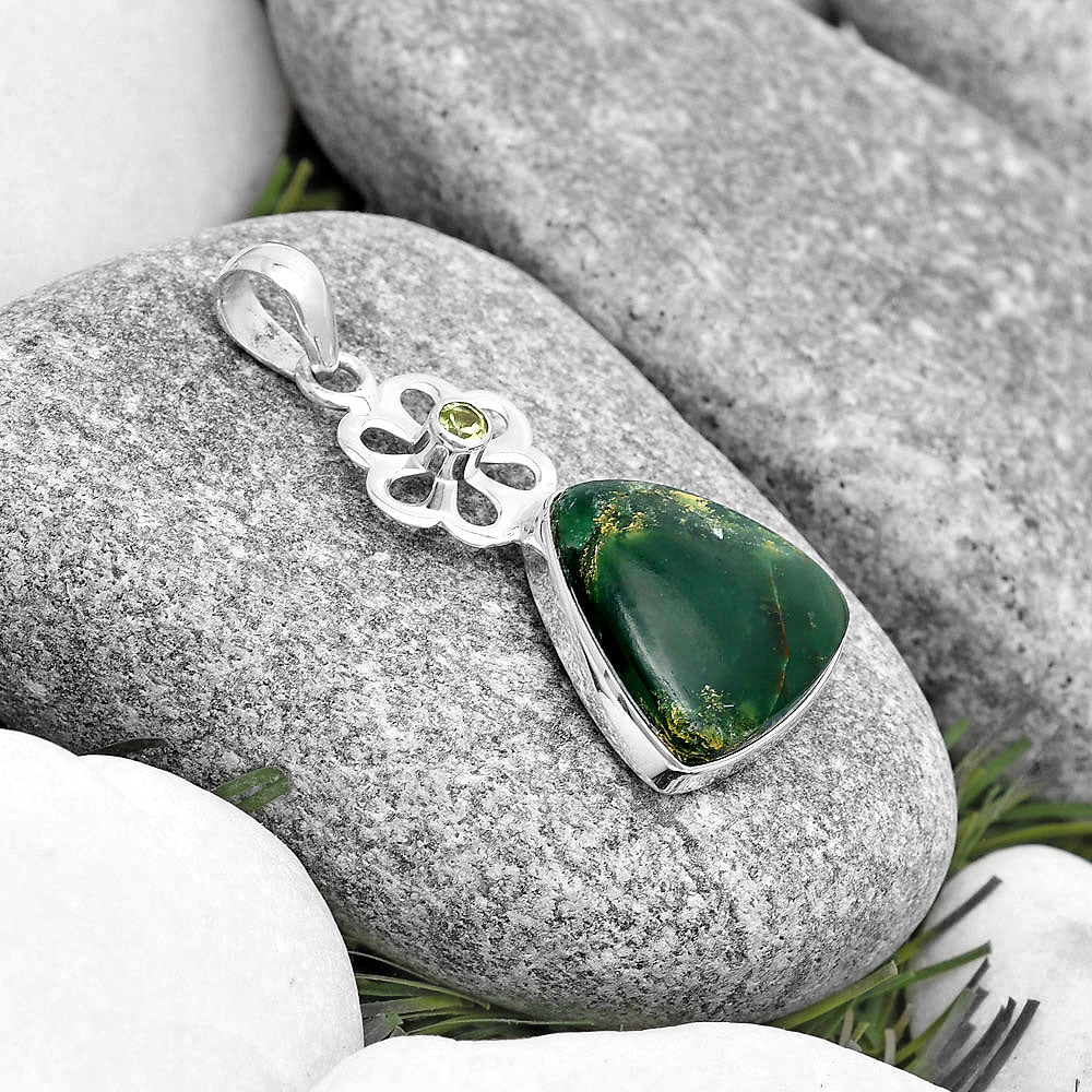 Natural Green Fuchsite & Peridot Pendant P-1634 SDP128969