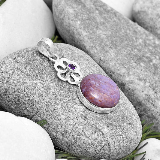 Natural Lavender Jade & Amethyst Pendant P-1634 SDP128971