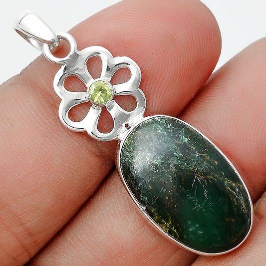 Natural Green Fuchsite & Peridot Pendant P-1634 SDP128975