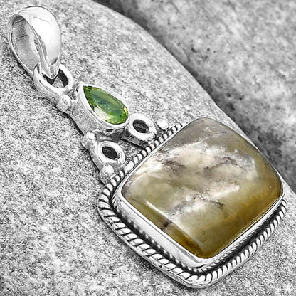 Natural Australian Prehnite & Peridot Pendant P-1282 SDP128994