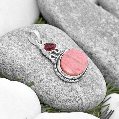 Pink Tulip Quartz & Pink Tourmaline Rough Pendant P-1282 SDP128995