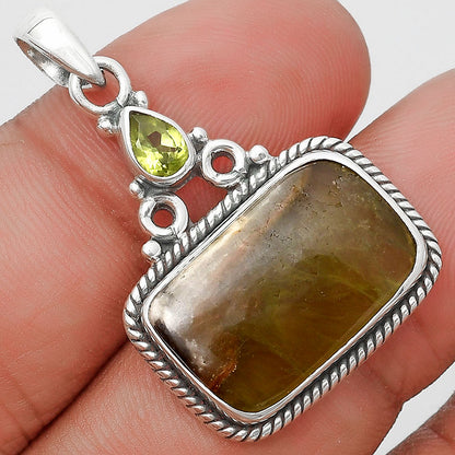 Natural Australian Prehnite & Peridot Pendant P-1282 SDP128998