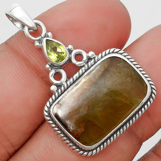 Natural Australian Prehnite & Peridot Pendant P-1282 SDP128998