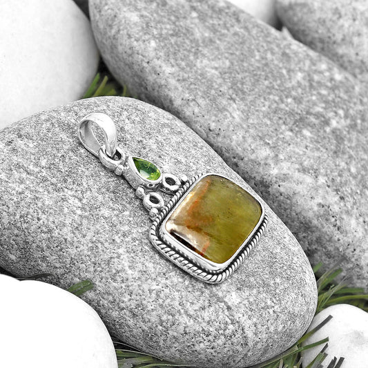 Natural Australian Prehnite & Peridot Pendant P-1282 SDP128998