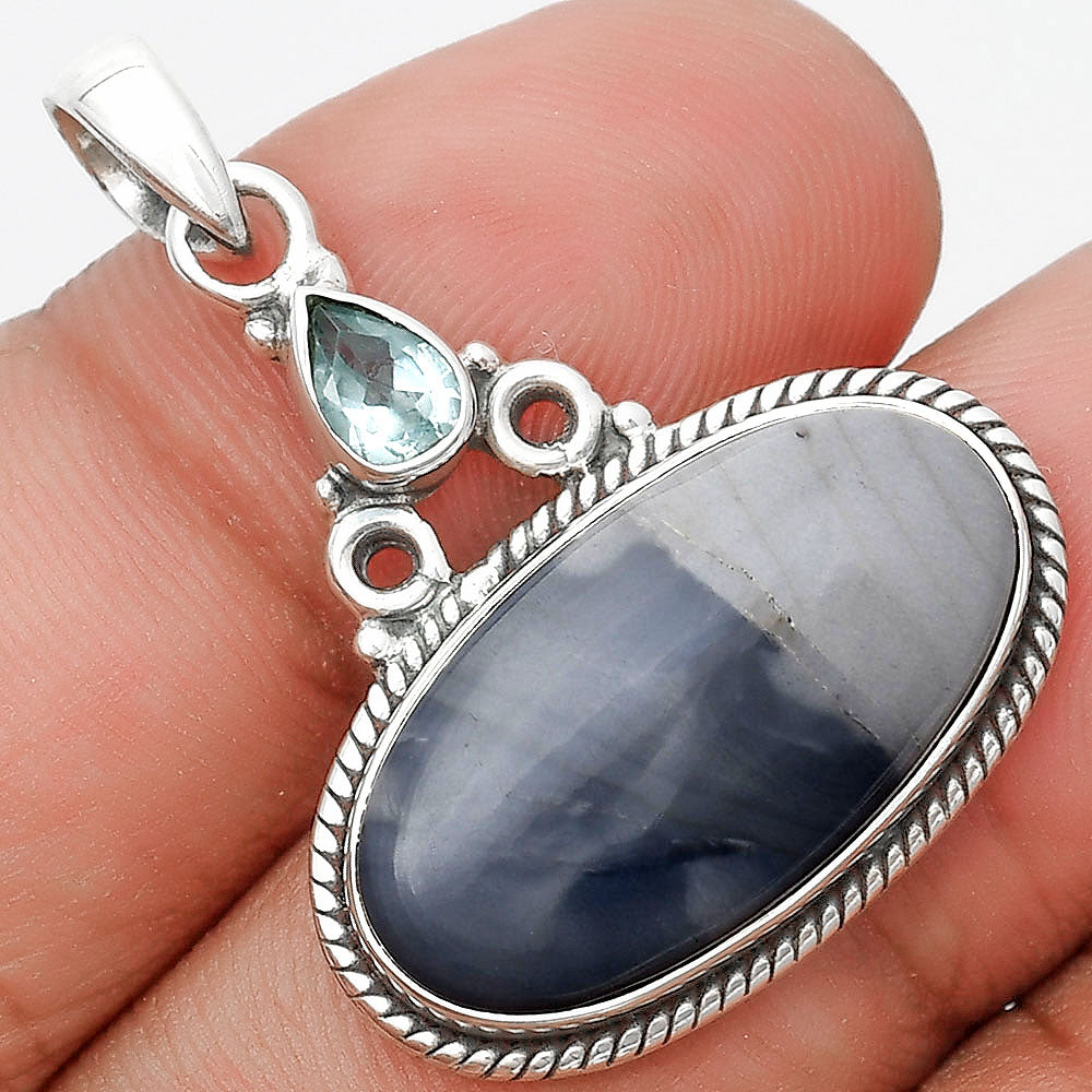 Natural Picasso Jasper & Sky Blue Topaz Pendant P-1282 SDP129000