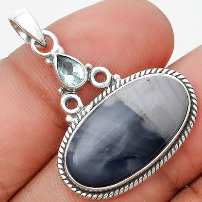 Natural Picasso Jasper & Sky Blue Topaz Pendant P-1282 SDP129000