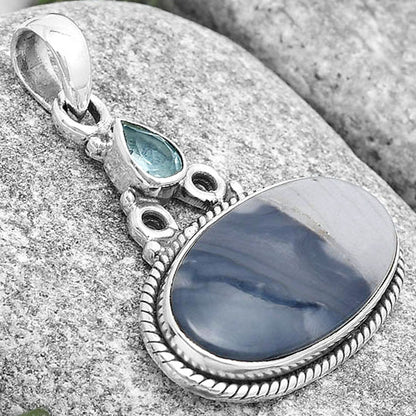 Natural Picasso Jasper & Sky Blue Topaz Pendant P-1282 SDP129000